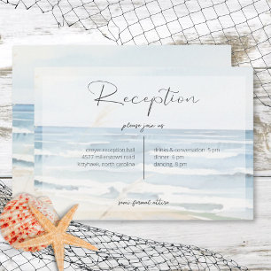 Carte D'accompagnement Eau de mer moderne Beach Réception de mariage
