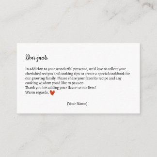 Carte D'accompagnement Échange De Recettes Baby shower Automne Teddy Bear