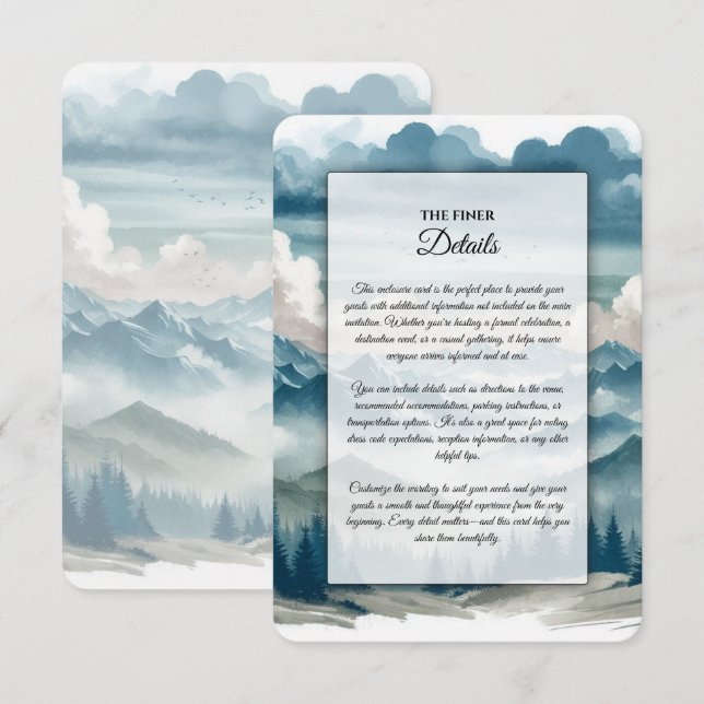 Carte D'accompagnement Échos à travers les pins brumeux Mariage (Devant / Derrière)