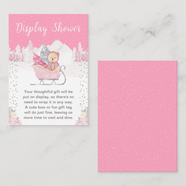 Carte D'accompagnement Écran de suspension rose Ours d'hiver Douche (Devant / Derrière)