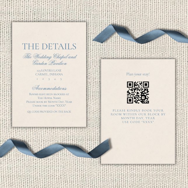 Carte D'accompagnement Écriture Élégante Classique Bleu Poussiéreux (Classic Elegant Script Dusty Blue Enclosure Card)