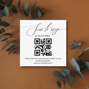 Carte D'accompagnement écriture élégante code rsvp qr mariage simple