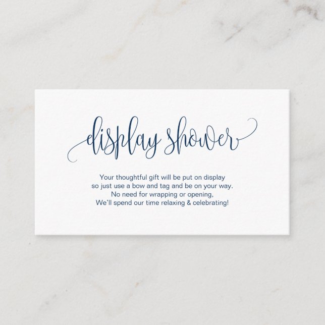 Carte D'accompagnement Écriture élégante moderne, Bleu de marine, Douche  (Devant)