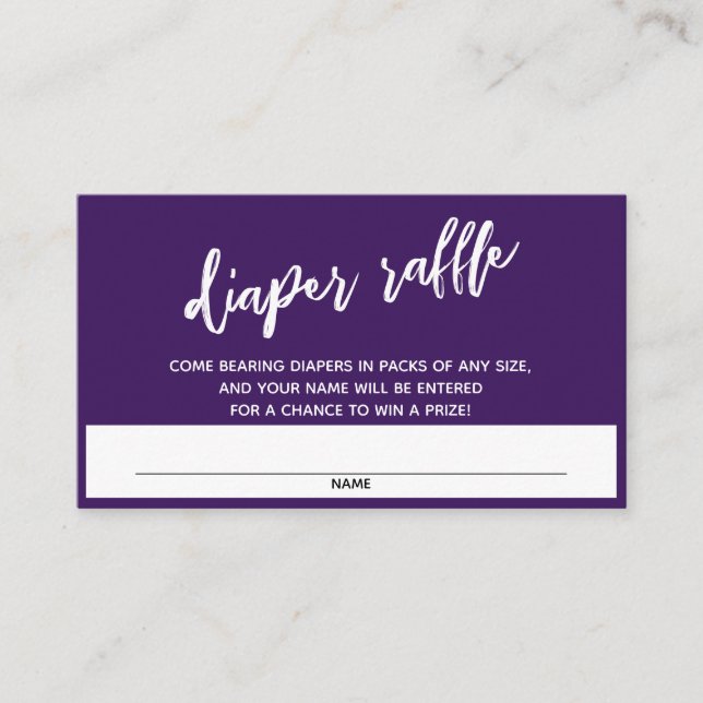 Carte D'accompagnement Écriture manuscrite Deep Purple Diaper Raffle Bill (Devant)