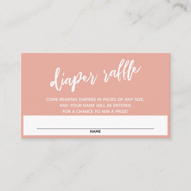 Carte D'accompagnement Écriture manuscrite moderne Coral Rose Diaper Bill (Devant)