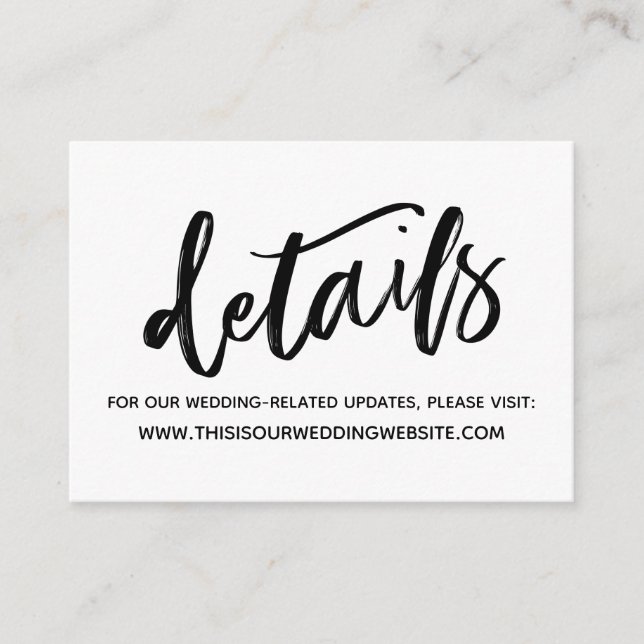 Carte D'accompagnement Écriture Manuscrite Simple Détails de Mariage Déco (Devant)
