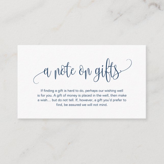 Carte D'accompagnement Écriture moderne, Navy Blue, Une note sur les cade (Devant)