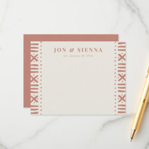 Carte D'accompagnement Ecru Terracotta Boho Boudcloth Bordure Couple's