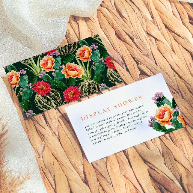 Carte D'accompagnement Éditable Fête de Mariage Bohème Cactus Fleurs (Créateur téléchargé)