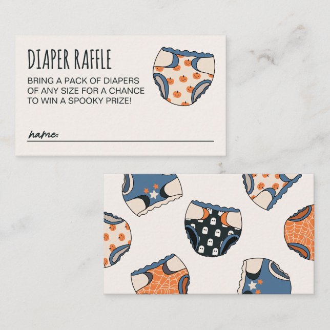 Carte D'accompagnement Éffrayant Baby shower Halloween  Déchets Raffle (Devant / Derrière)