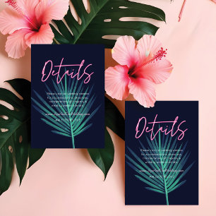 Carte D'accompagnement Electric Love Neon rose Tropical Mariage rétro