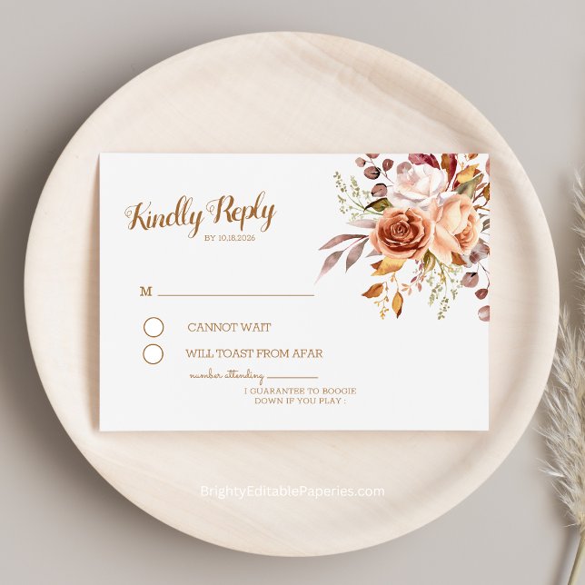 Carte D'accompagnement Elégance Automne Terracotta Dahlia Aquarelle RSVP (Experience the warmth of autumn with our Terracotta Dahlia Watercolor RSVP Enclosure Card.)