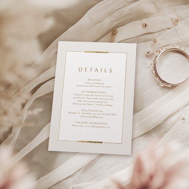 Carte D'accompagnement Élégance Cadre Détails de Mariage Simples et Moder (Framed Elegance Simple Modern Wedding Details Enclosure Card)