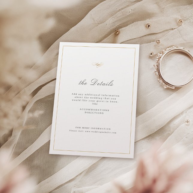 Carte D'accompagnement Élégance classique Script Détails Mariage simple (Classic Elegance Script Simple Wedding Details Enclosure Card)