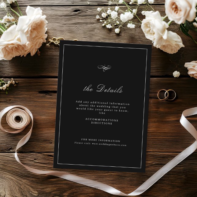 Carte D'accompagnement Élégance classique Script Détails Mariage simple (Classic Elegance Script Simple Wedding Details Enclosure Card)