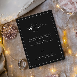 Carte D'accompagnement Élégance Classique Script Noir Mariage Réception