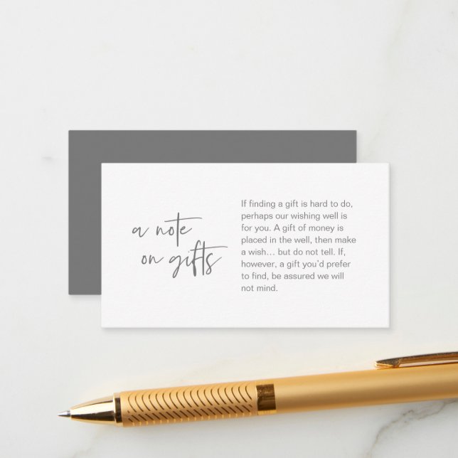 Carte D'accompagnement Élégance de mariage décontractée moderne, une note (Devant/Arrière en situation)