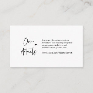 Carte D'accompagnement Elégance décontractée, Minimale, Noire, Mariage Dé