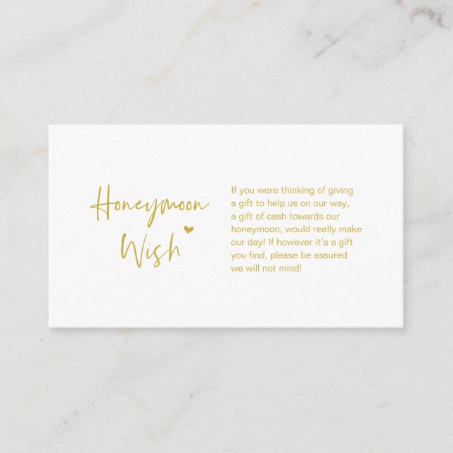 Carte D'accompagnement Elégance décontractée minimale, Or, Lune de miel (Devant)