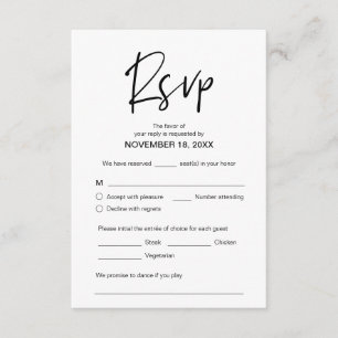 Carte D'accompagnement Élégance Décontractée moderne, RSVP, Police noire,