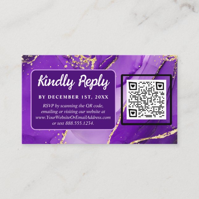 Carte D'accompagnement Élégance Ethérée : Mariage mauve d'inspiration géo (Devant)