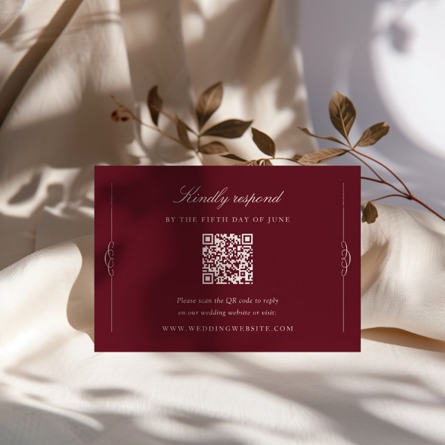 Carte D'accompagnement Élégance Intemporelle Code QR RSVP de Mariage (Créateur téléchargé)