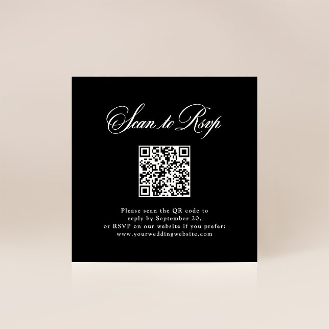 Carte D'accompagnement Élégance Italienne Noire | RSVP avec QR Code (Créateur téléchargé)
