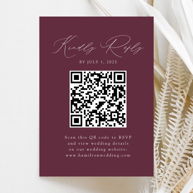 Carte D'accompagnement Élégance Moderne Code QR RSVP Vin (Créateur téléchargé)