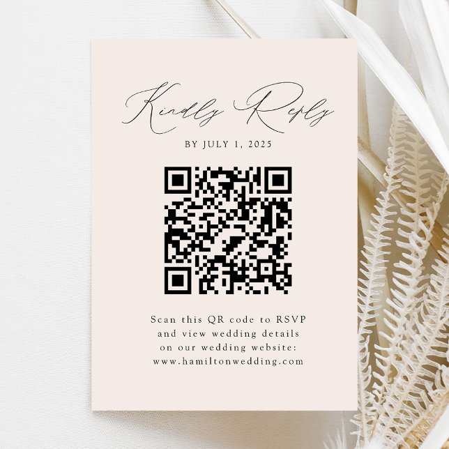 Carte D'accompagnement Élégance Moderne Crème QR Code RSVP (Créateur téléchargé)