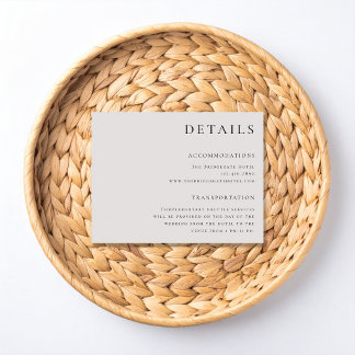 Carte D'accompagnement Élégance Moderne Détails de Mariage & Hébergements