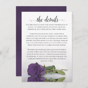 Carte D'accompagnement Elegant Amethyst Purple Rose Détails du Mariage