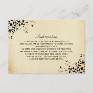 Carte D'accompagnement Élégant Antique Mariage Swirls Détail