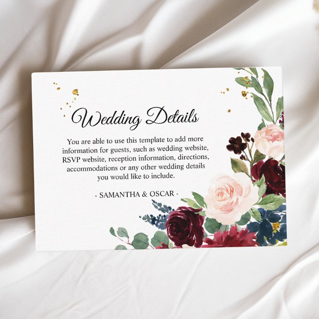 Carte D'accompagnement Elégant Aquarelle Bourgogne Broussaillement & gout (Créateur téléchargé)