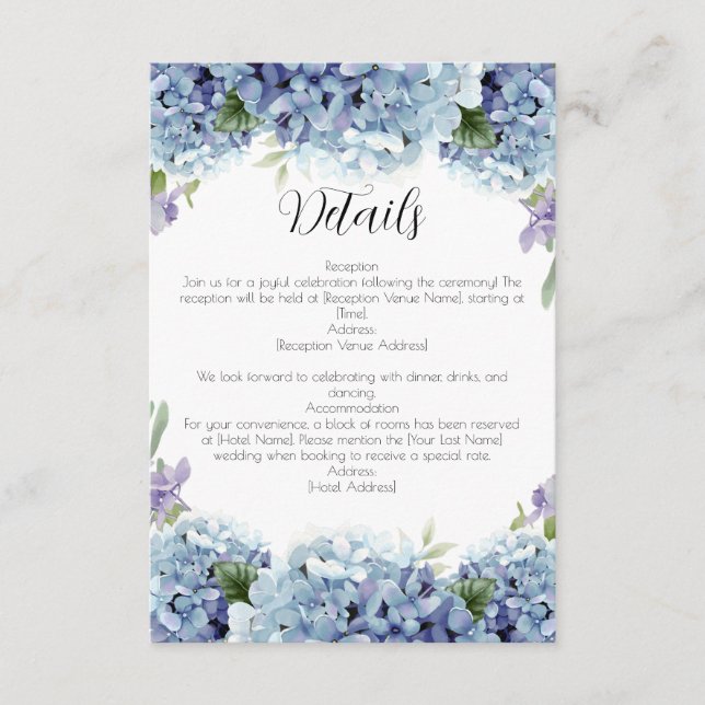 Carte D'accompagnement Élégant Aquarelle de Fleurs de Ne Pas Oublier (Devant)