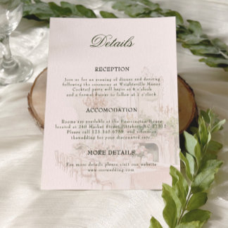 Carte D'accompagnement Elégant aquarelle Manor Garden Détails de mariage