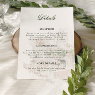 Carte D'accompagnement Elégant aquarelle Manor Garden Détails de mariage