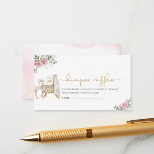 Carte D'accompagnement Elégant Aquarelle Stork Baby girl baby shower dia