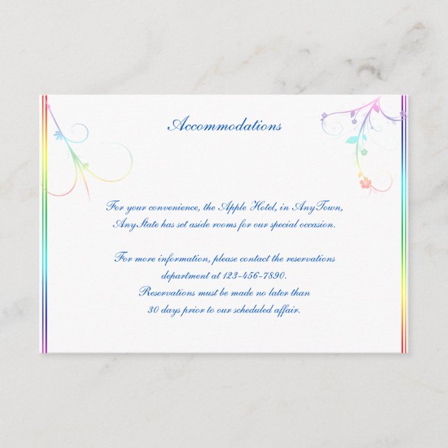 Carte D'accompagnement Élégant arc-en-ciel Floral Gay Mariage Insertion (Devant)