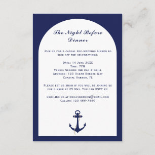 Carte D'accompagnement Elegant Arch Navy & White Nautical Mariage Détails