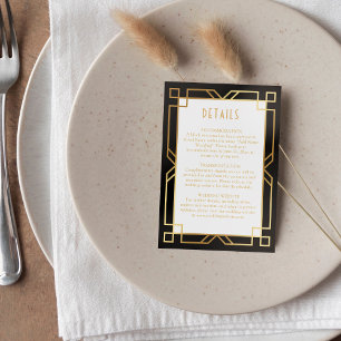 Carte D'accompagnement Elégant Art Déco Classic Gold Noir