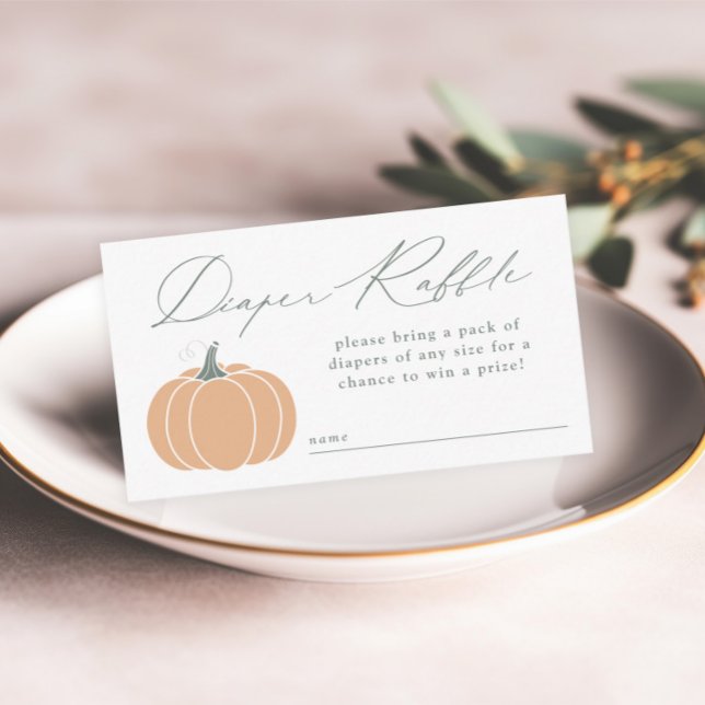 Carte D'accompagnement Élégant Baby shower Citrouille orange, baril de  (Elegant orange pumpkin diaper raffle baby shower invitation enclosure cards.)