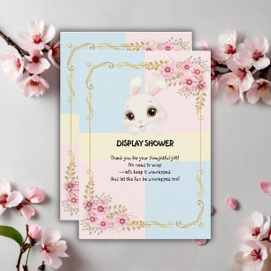 Carte D'accompagnement Elégant Baby shower de lapin blanc moderne