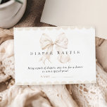 Carte D'accompagnement Élégant Baby shower de plongée Raffle<br><div class="desc">Carte de boîtier en raphia de baby shower de couche qui comporte un arc blanc et des bords ciselés.</div>