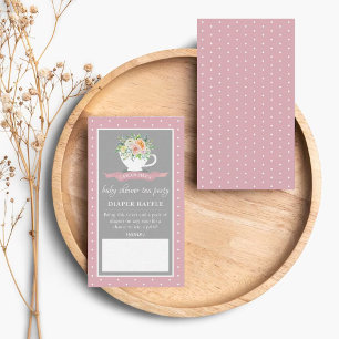 Carte D'accompagnement Elégant Baby shower Floral Teacup Tea Party