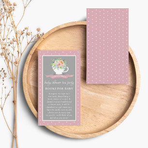 Carte D'accompagnement Elégant Baby shower Floral Teacup Tea Party Livre