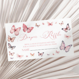 Carte D'accompagnement Élégant Baby shower Papillon rose Barreau Raffle