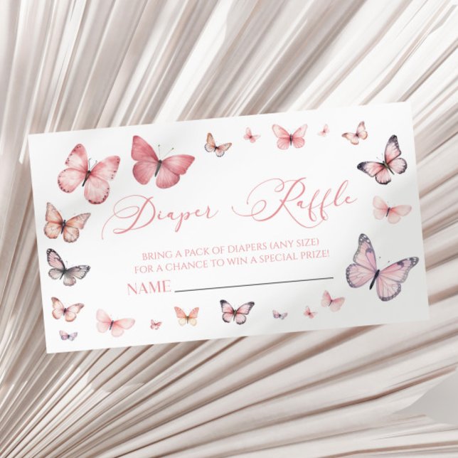 Carte D'accompagnement Élégant Baby shower Papillon rose Barreau Raffle (Créateur téléchargé)