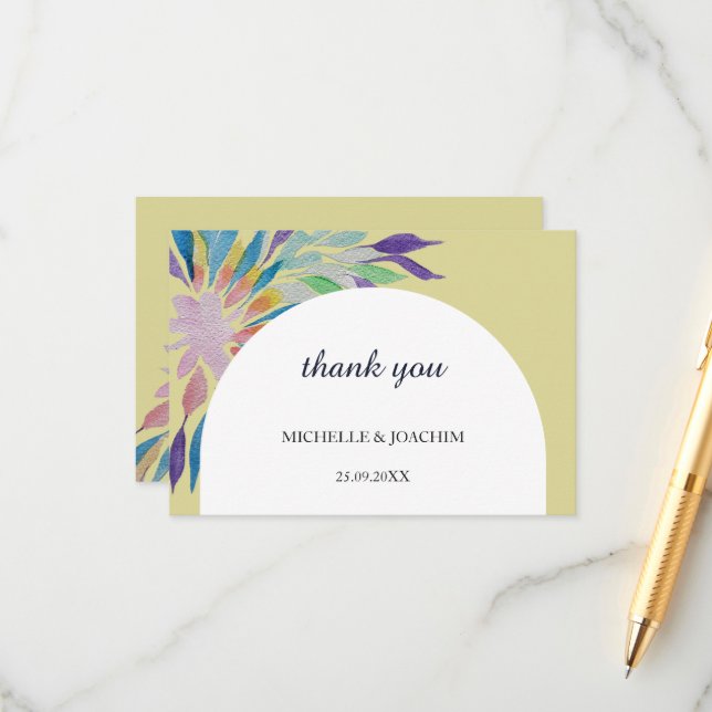 Carte D'accompagnement Elégant Beau Boho Floral Aquarelle Art (Devant/Arrière en situation)