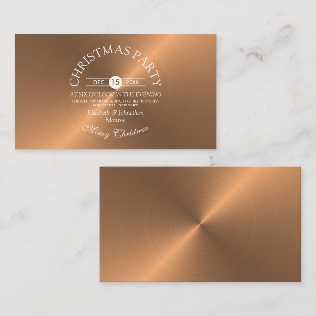 Carte D'accompagnement Élégant billet de fête de Noël Rose Gold (Devant / Derrière)
