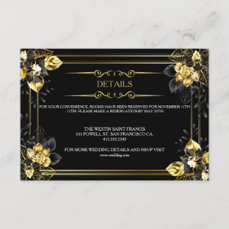 Carte D'accompagnement Elegant black and gold summer wedding